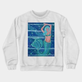 Gemma aqua mermaid by Renee Lavoie Crewneck Sweatshirt